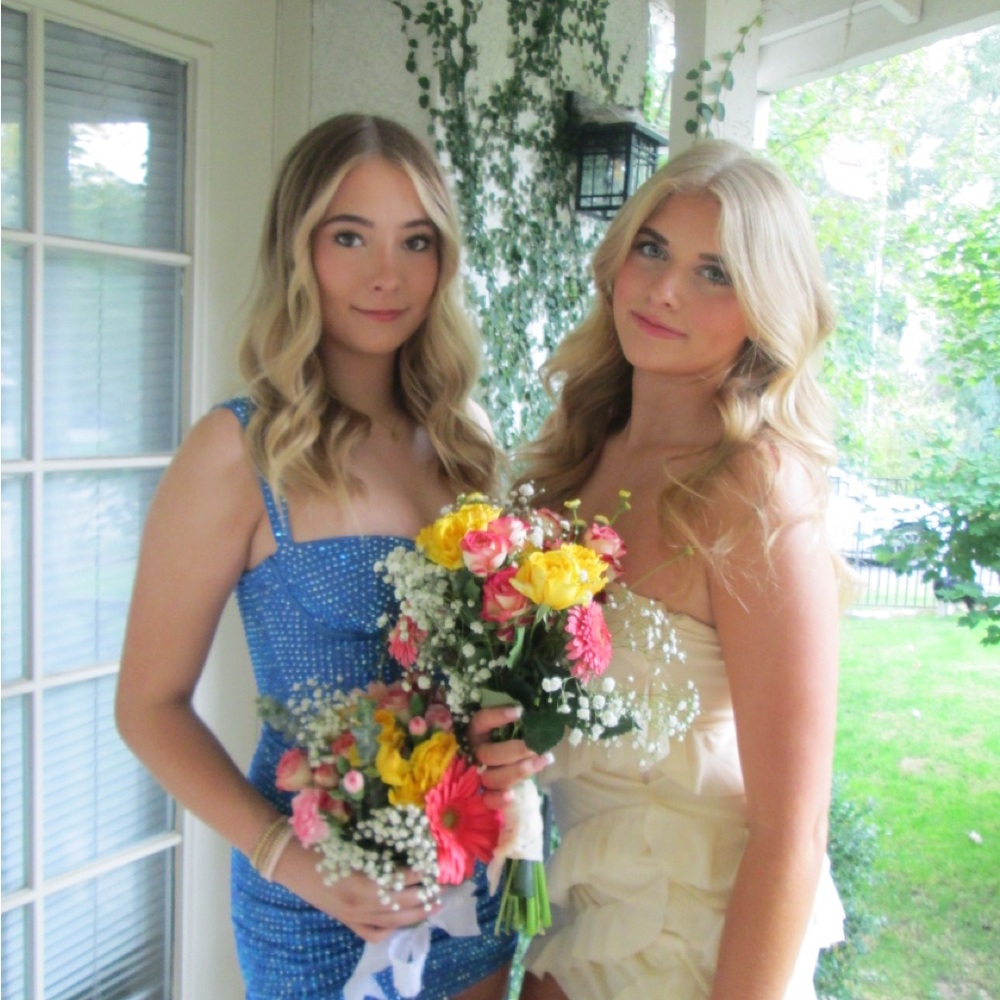 Oh Polly Blue and Cream Mini Dresses